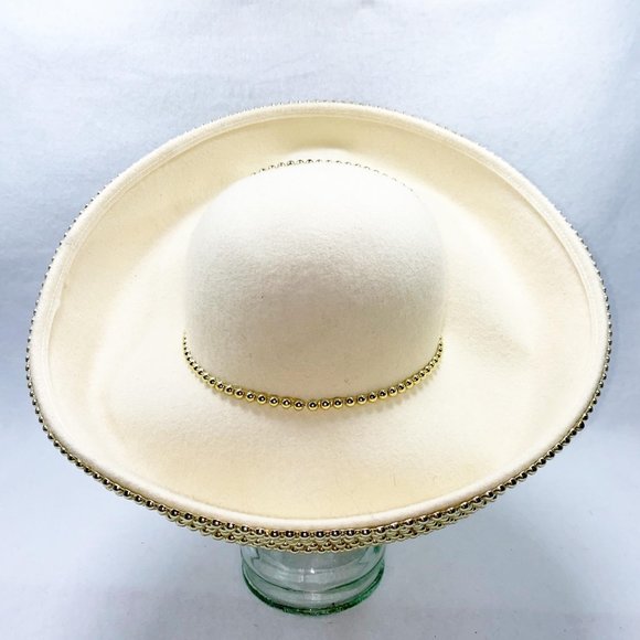 Ellie Fine Hats Cream & Gold Dramatic Wool Hat main image 5
